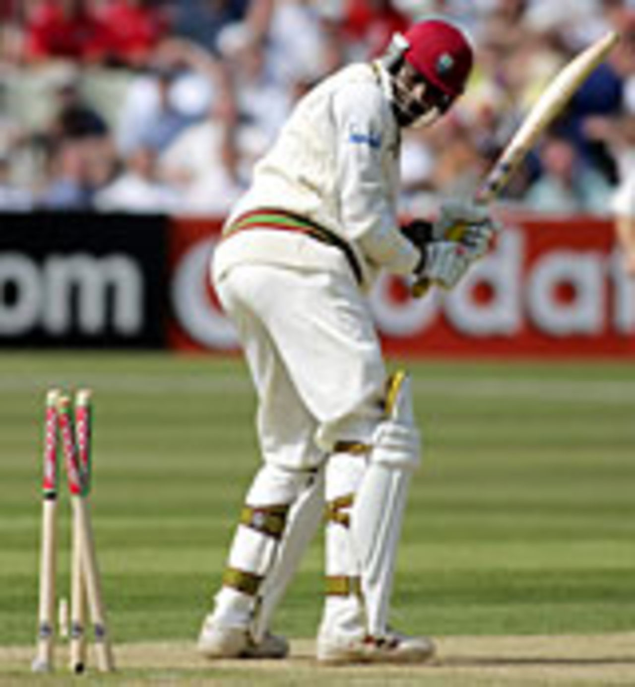 Chris Gayle bowled by Matthew Hoggard for 7, England v West Indies, 2nd Test, Edgbaston, July 30, 2004