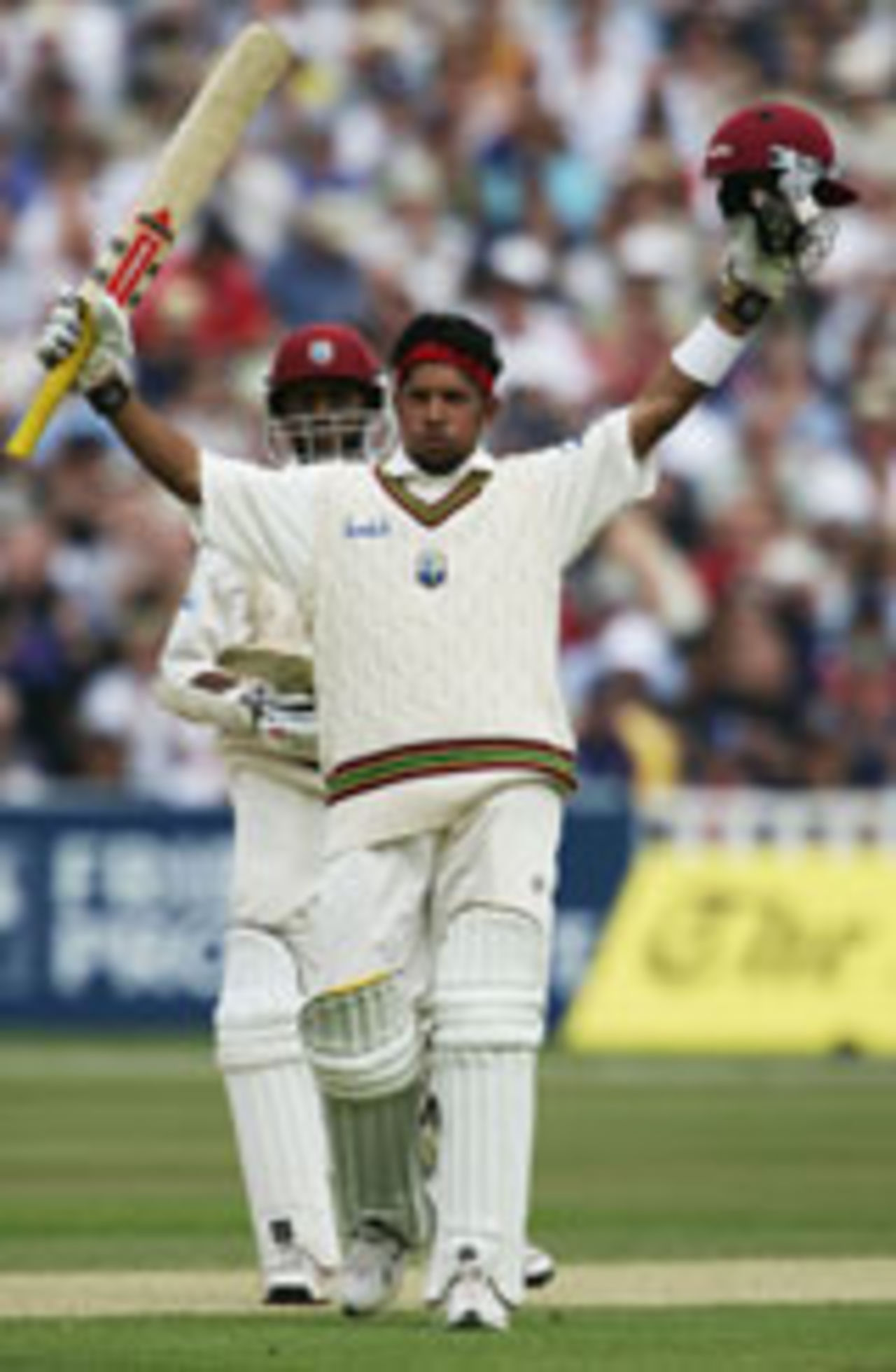 Ramnaresh Sarwan celebrates his hundred, England v West Indies, 2nd Test, Edgbaston, July 31, 2004