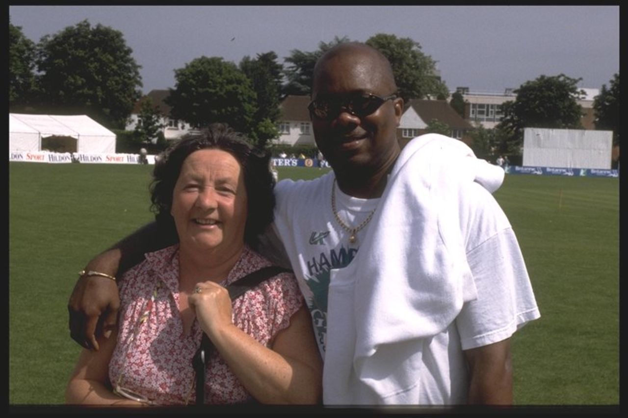 Coach Malcolm Marshall with supporter Susanne Marlow at Basingstoke.