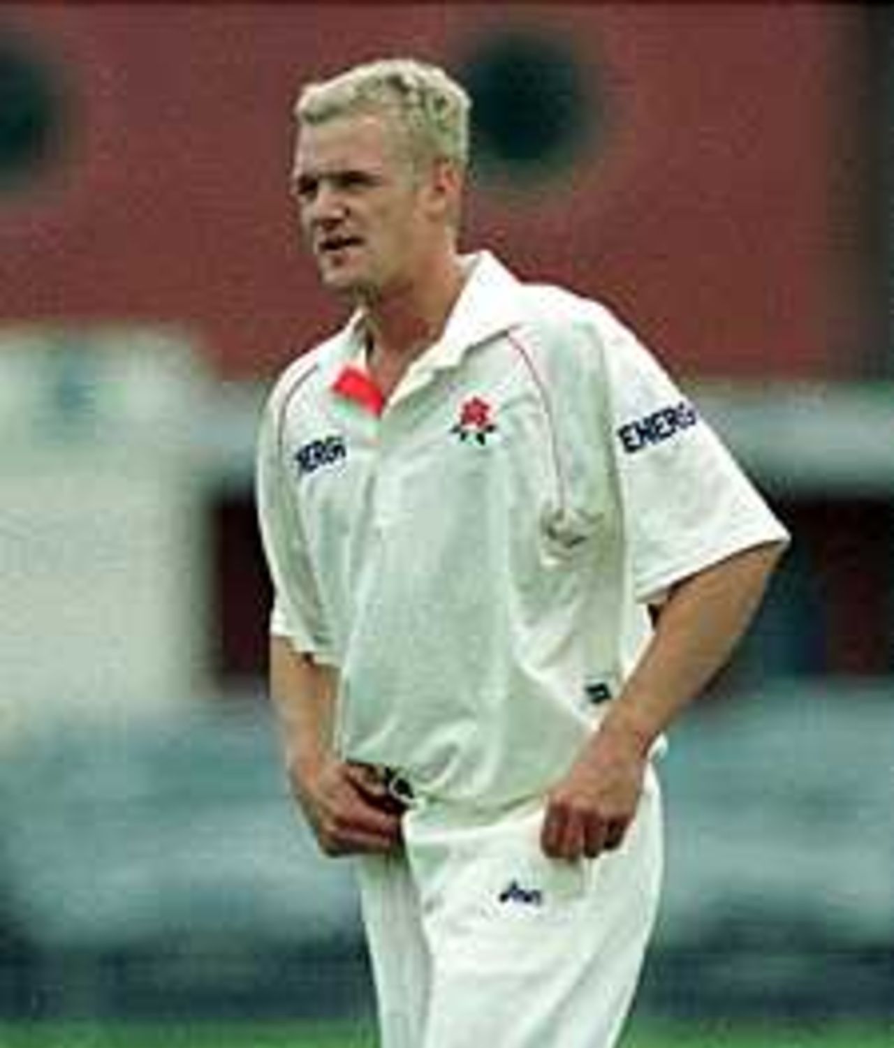 Richard Green starting his run up for his next delivery, Lancashire v Yorkshire, Day 1 of County Championship match, 19 Aug 1999