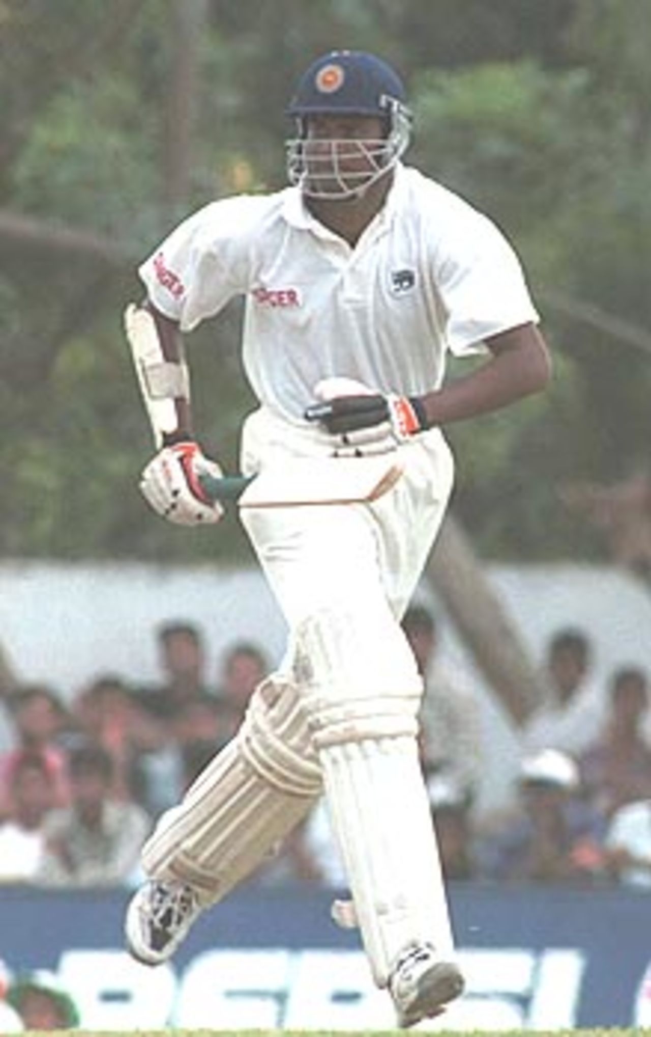 Nuwan Zoysa steals a single. South Africa in Sri Lanka 2000/01, 2nd Test, Sri Lanka v South Africa Asgiriya Stadium, Kandy, 30 July-03 August 2000 (Day 3).