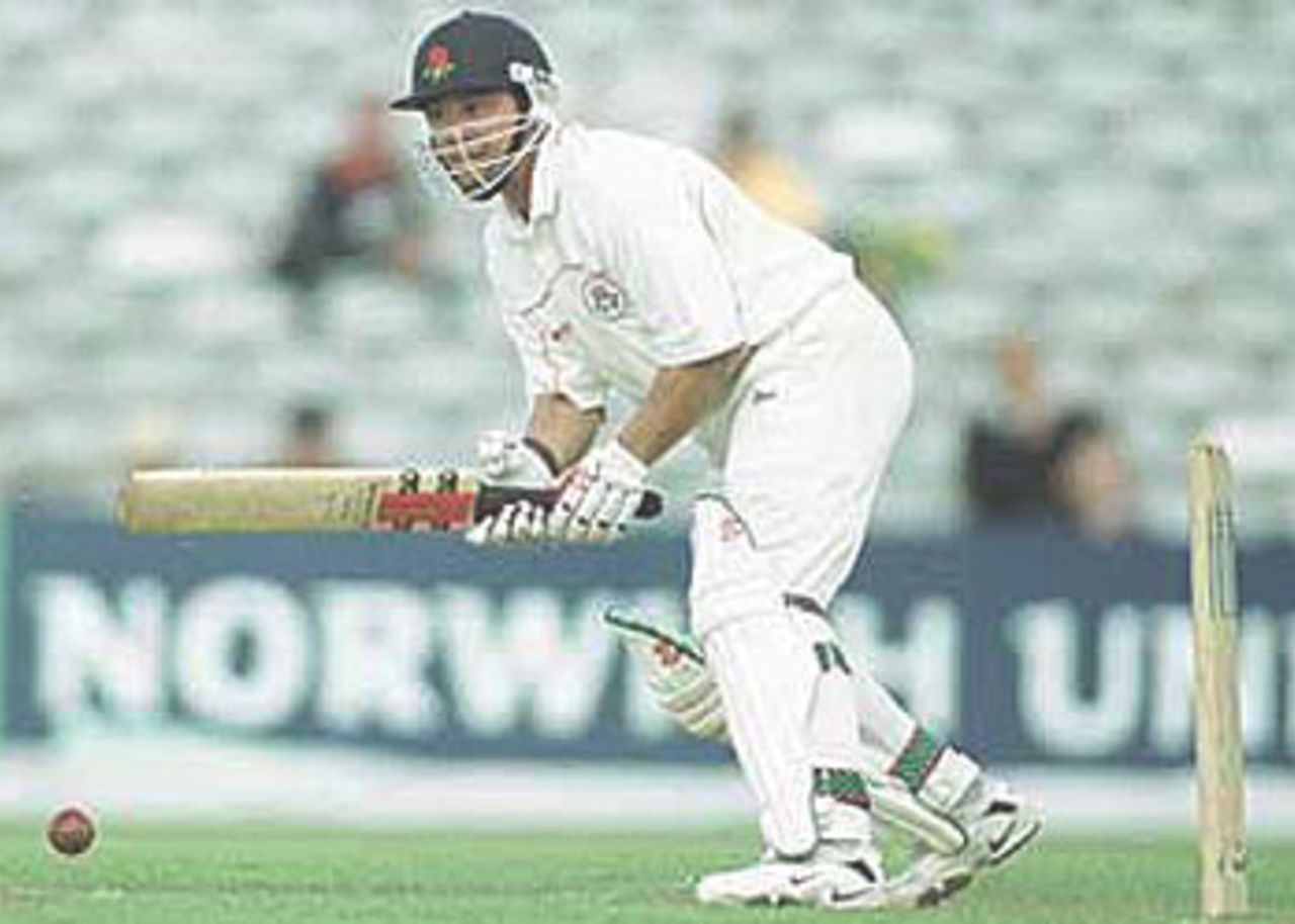 Hegg looks to steal a single after turning the ball to the on side, PPP healthcare County Championship Division One, 2000, Yorkshire v Lancashire, Headingley, Leeds, 28-31 July 2000.