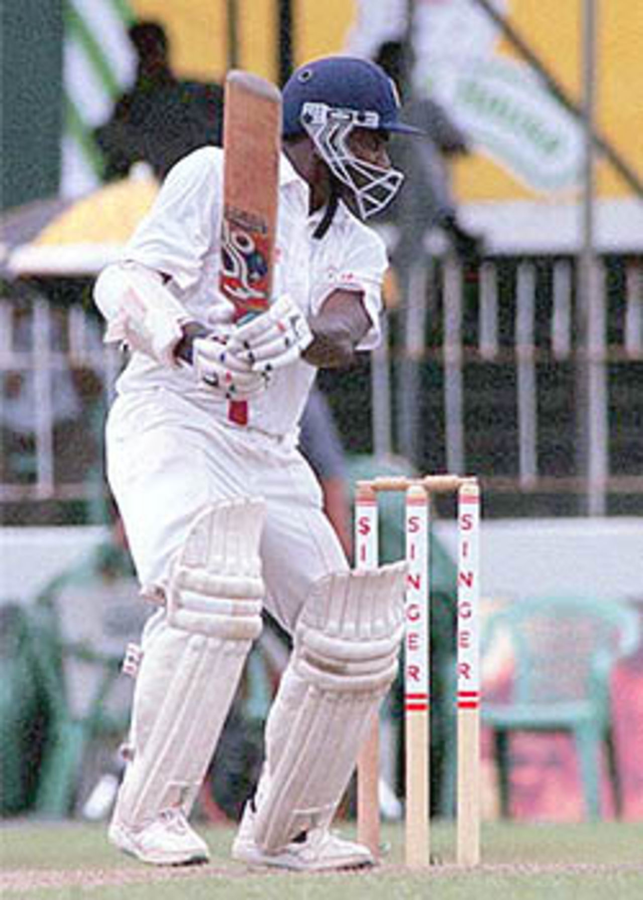 Sri Lankan captain Jayasuriya square cuts, South Africa in Sri Lanka, 2000/01, 3rd Test, Sri Lanka v South Africa, Sinhalese Sports Club Ground, Colombo, 06-10 August 2000 (Day 2).