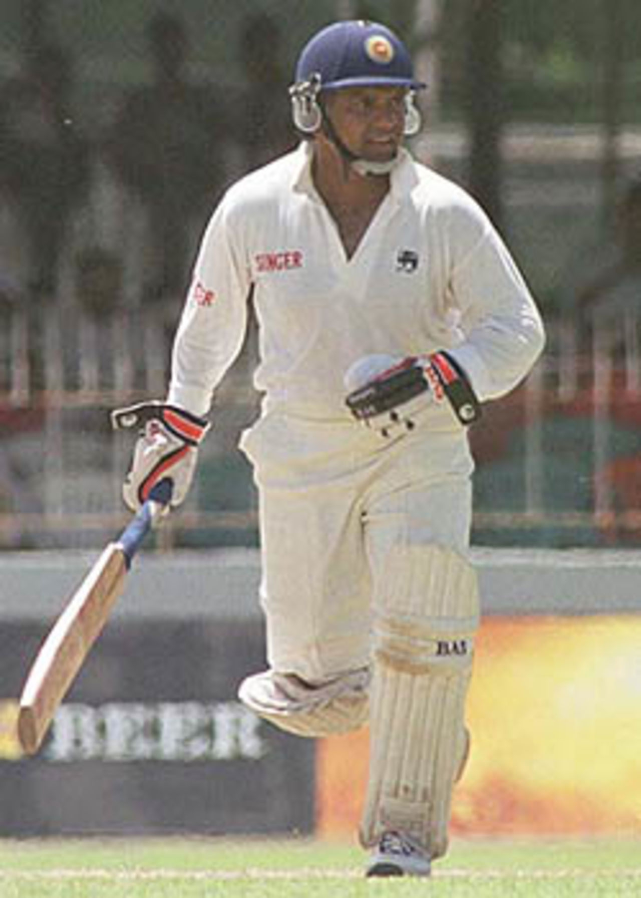 Arjuna Ranatunga sets off for a single, South Africa in Sri Lanka, 2000/01, 3rd Test, Sri Lanka v South Africa, Sinhalese Sports Club Ground, Colombo, 06-10 August 2000 (Day 3).