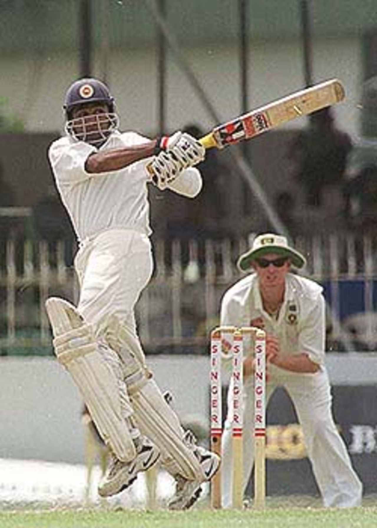 Jayawardene pulls the ball over mid-wicket to collect yet another boundary, South Africa in Sri Lanka, 2000/01, 3rd Test, Sri Lanka v South Africa, Sinhalese Sports Club Ground, Colombo, 06-10 August 2000 (Day 5).