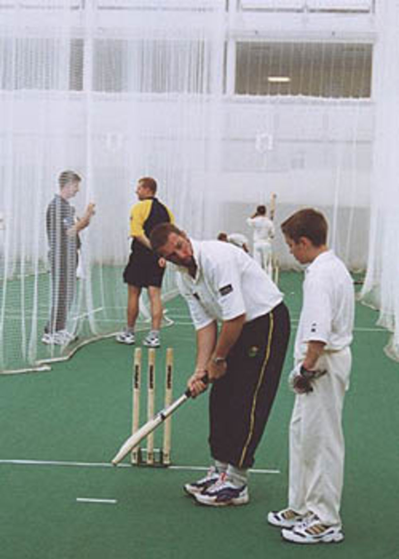 Passing on a useful batting tip - from the Matthew Maynard and Matthew Elliott Masterclass, 8th August 2000.