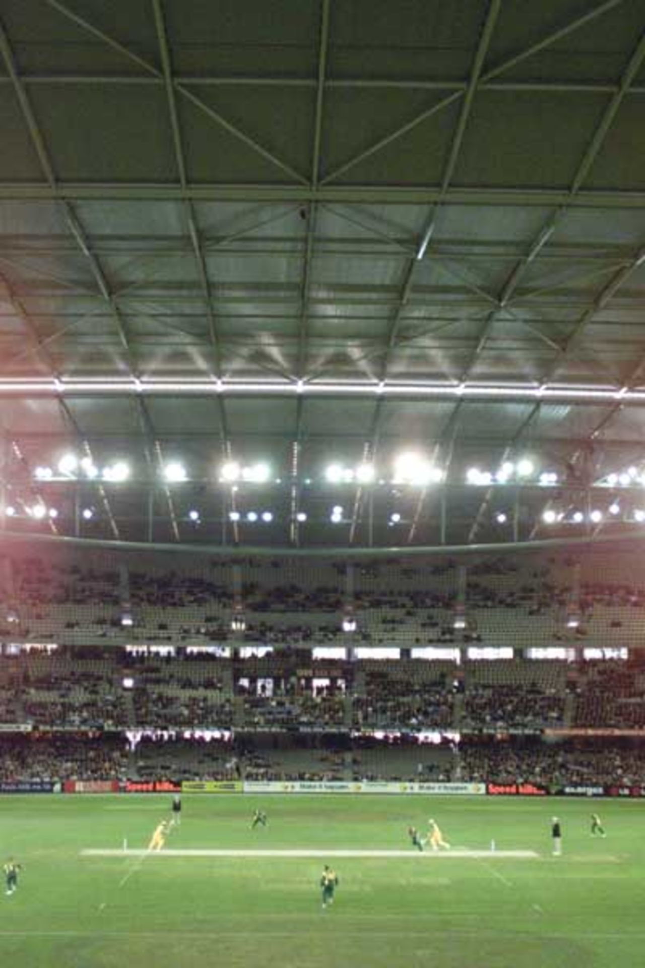 16 Aug 2000: General scenes in the match between Australia and South Africa, in game one of the Super Challenge 2000, played at Colonial Stadium in Melbourne, Australia. This is the first game of cricket to be played indoors.