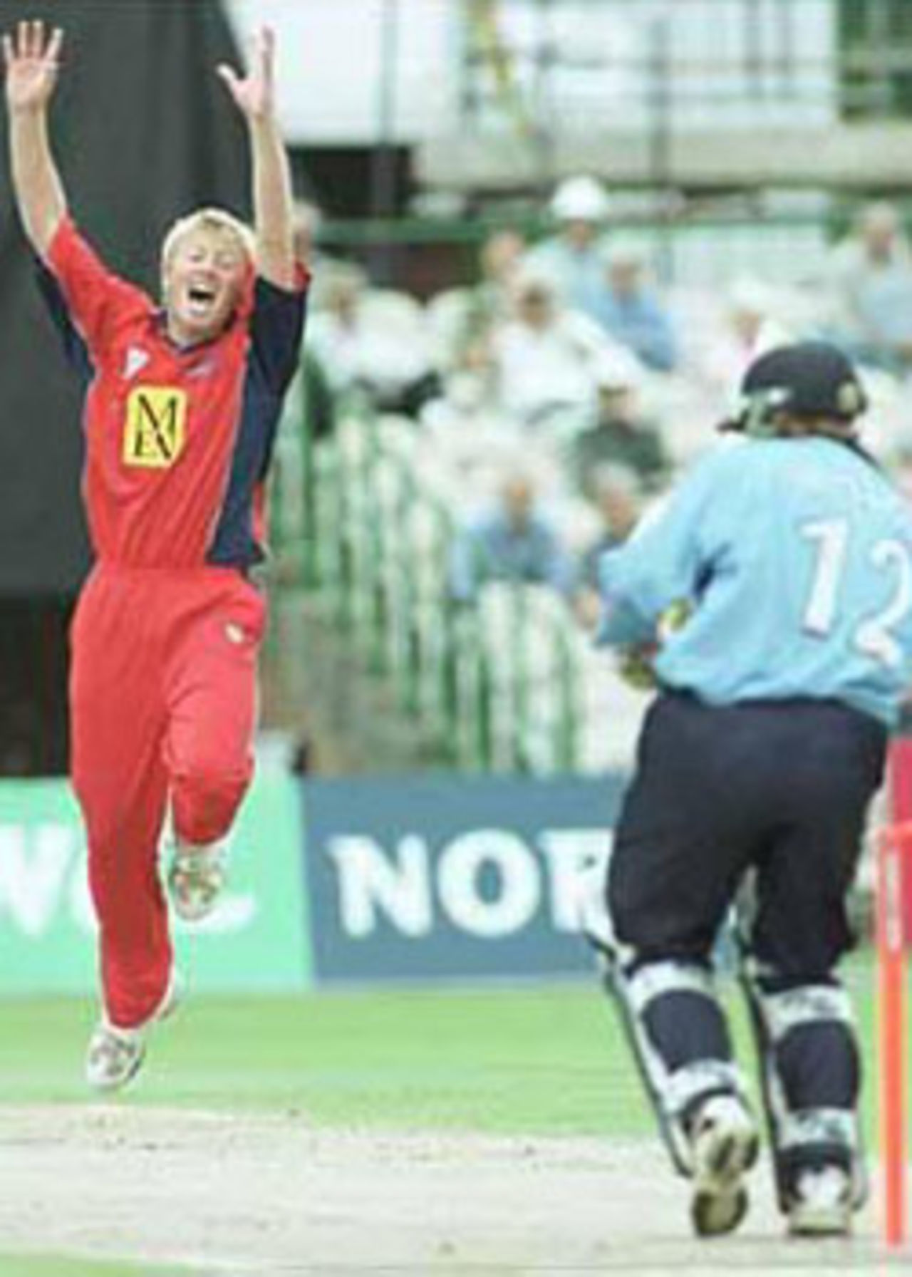 Glen Chapple makes a loud appeal for a leg before, National League Division One, 2000, Lancashire v Gloucestershire, Old Trafford, Manchester, 11 August 2000.