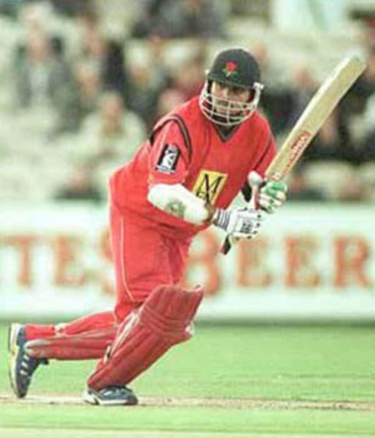 Ganguly works the ball through the on side with ease, National League Division One, 2000, Lancashire v Kent, Old Trafford, Manchester, 15 August 2000.