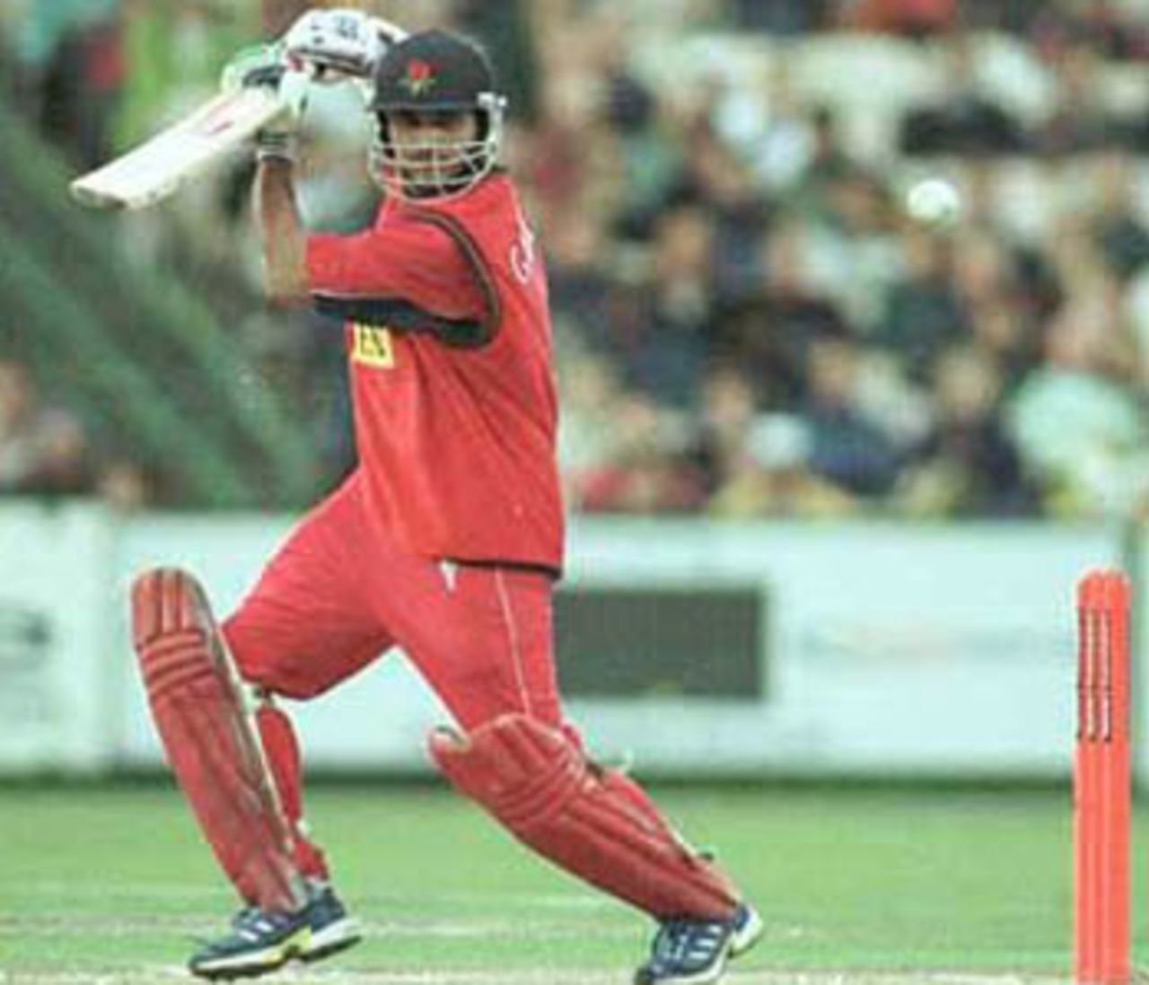 Ganguly plays a characteristic shot through the off side, National League Division One, 2000, Lancashire v Kent, Old Trafford, Manchester, 15 August 2000.