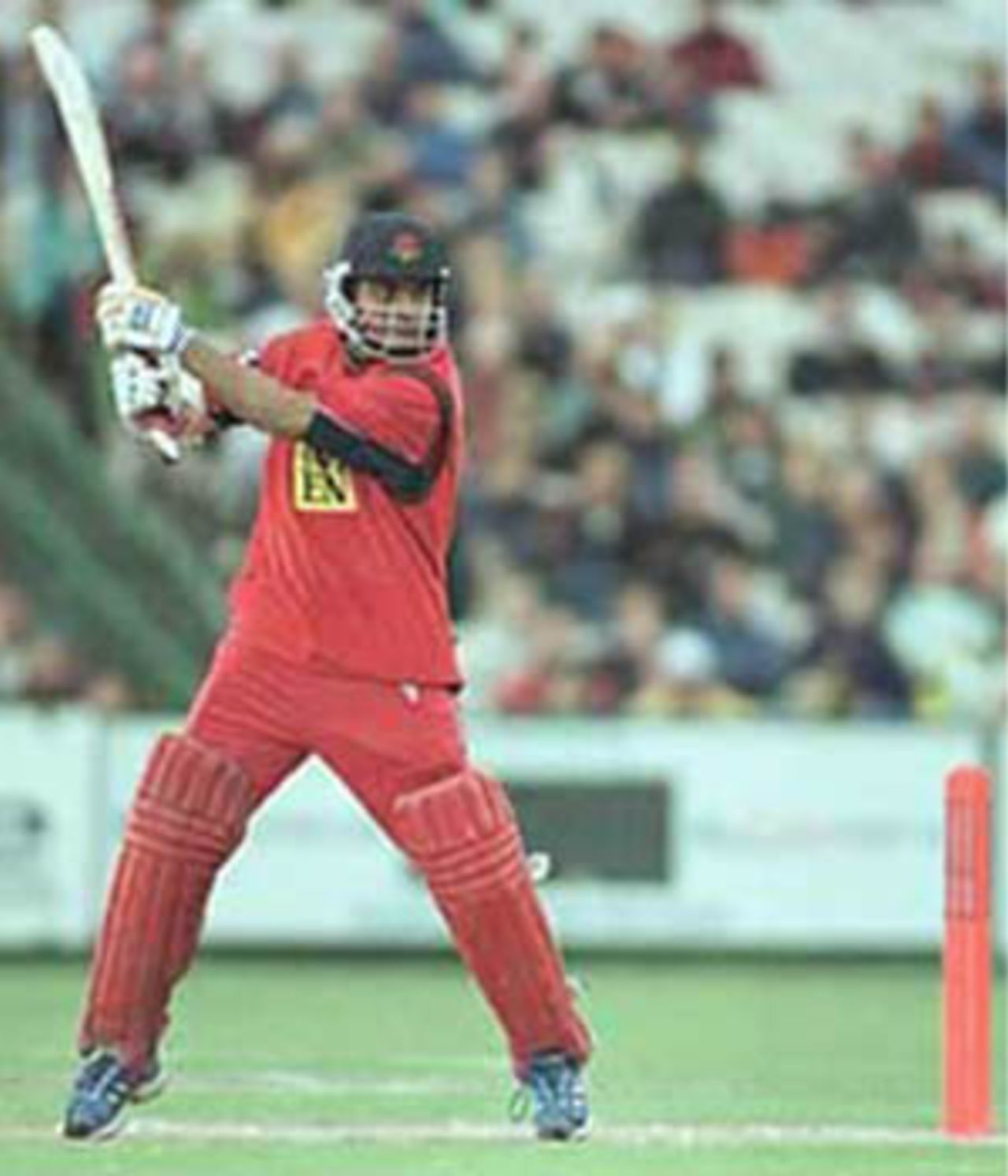 Ganguly stands tall and cuts the ball behind square, National League Division One, 2000, Lancashire v Kent, Old Trafford, Manchester, 15 August 2000.