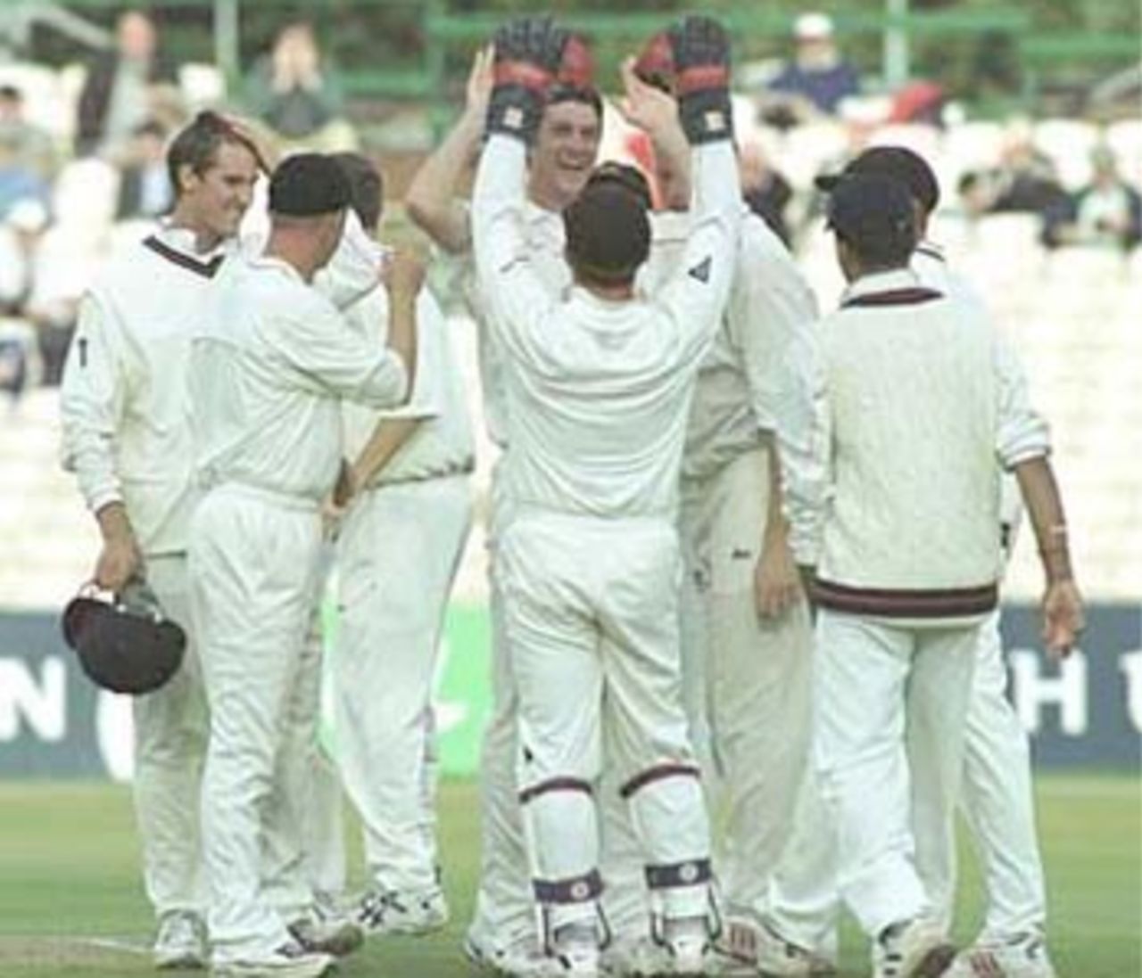 Mike Smethurst celebrates the wicket of Edward Smith, PPP healthcare County Championship Division One, 2000, Lancashire v Kent, Old Trafford, Manchester, 17-20 August 2000(Day 1).