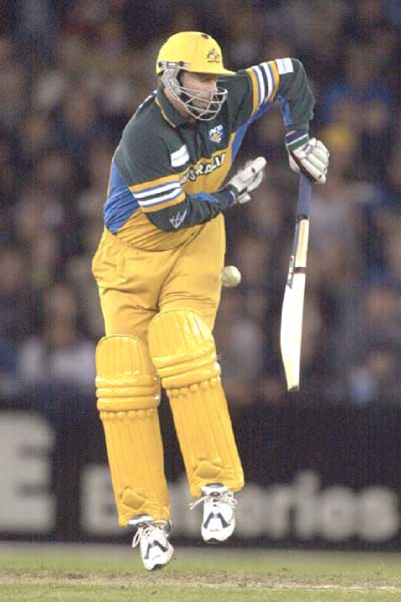 18 Aug 2000: Stephen Waugh of Australia fends off a rising delivery in the match between Australia and South Africa, in game two of the Super Challenge 2000 played at the Colonial Stadium, Melbourne, Australia.