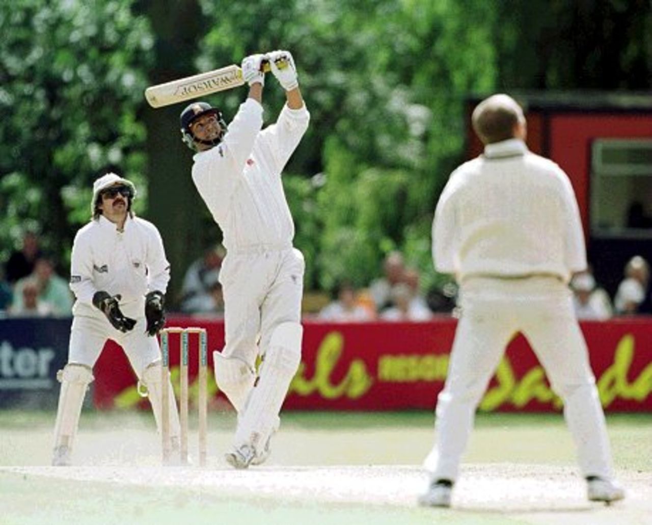 19 Aug 2000: Danny Law of Essex hits a six off the bowling of Jeremy Snape of Gloucestershire on the final day of the PPP Healthcare Division Two County Championship match at Castle Park at Colchester in Essex.