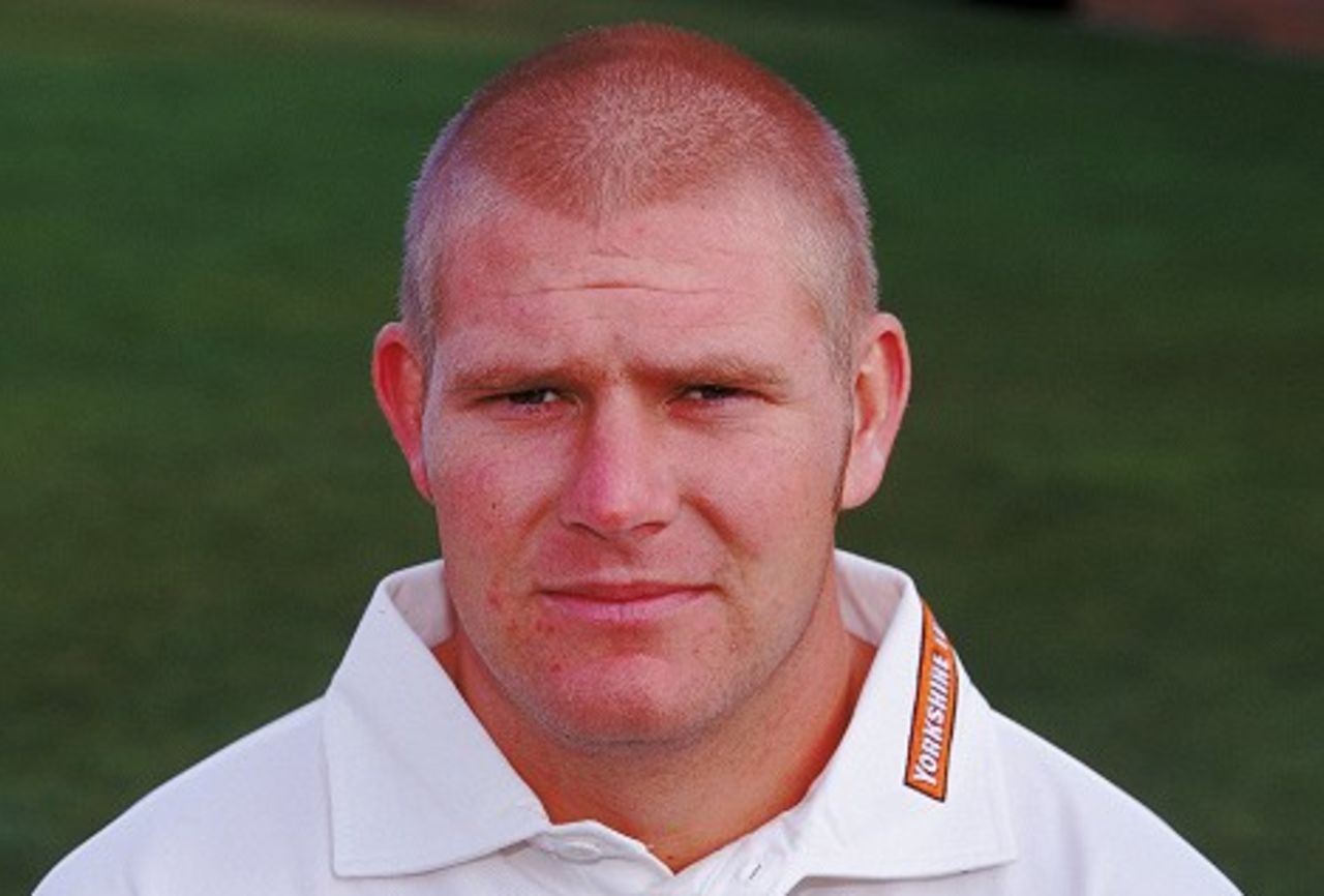 12 Apr 2000: Portrait of Matthew Hoggard taken during a Yorkshire County Cricket Club photocall at Headingley in Leeds, England.