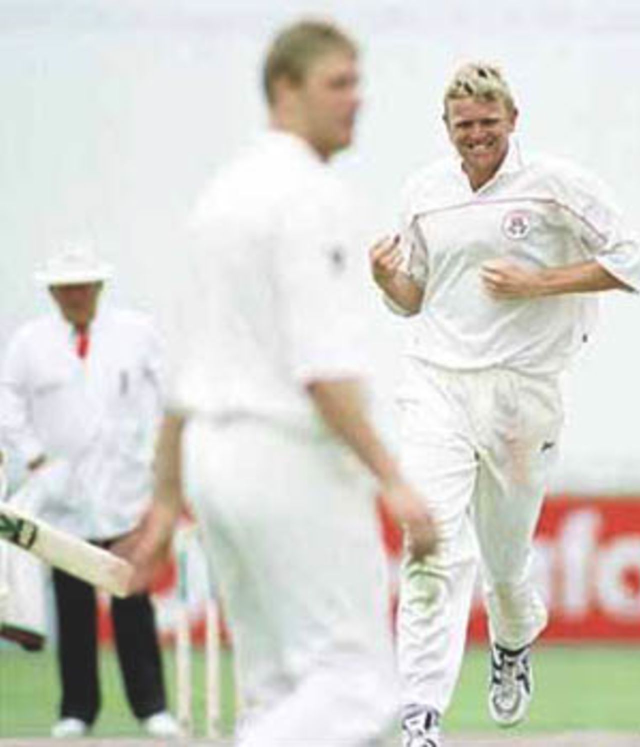 Peter Martin celebrates after capturing the wicket of Matthew Walker, PPP healthcare County Championship Division One, 2000, Lancashire v Kent, Old Trafford, Manchester, 17-20 August 2000(Day 2).