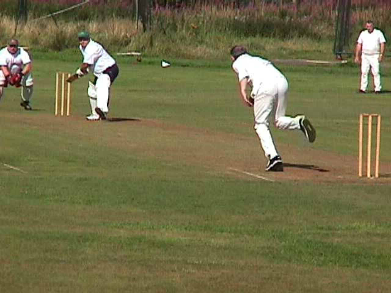 Cavaliers Eddie Pearson in action bowling in the semi final with Hyndburn West