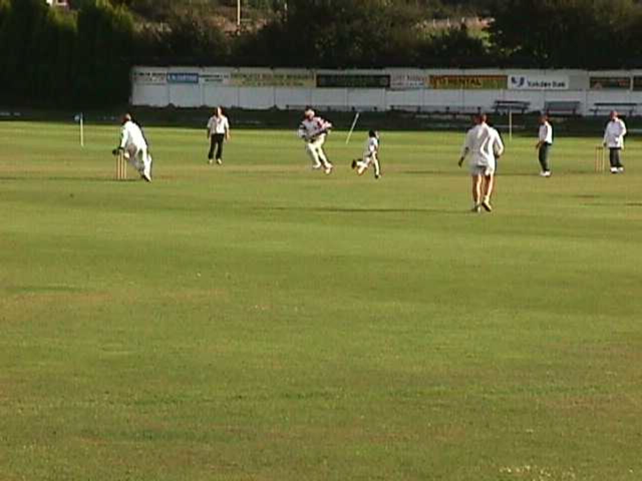 Simon Hanson gets off the mark with a single to third man
