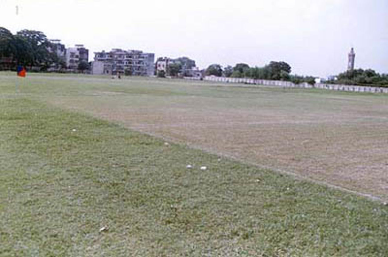 A panoramic view of the green turf at the Chowk Stadium, Lucknow