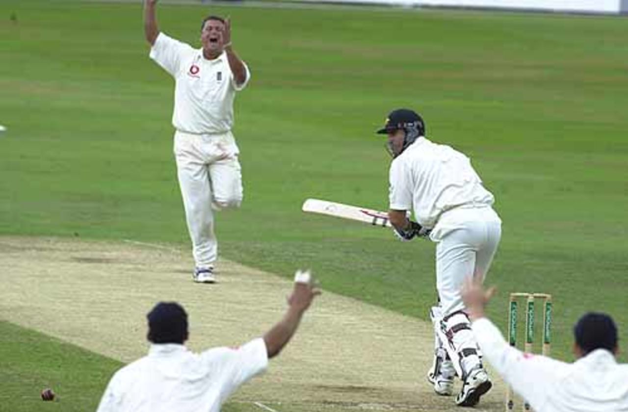Gough wants Hayden lbw, but not out, England v Australia, The Ashes 3rd npower Test, Nottingham, 02-06 Aug 2001