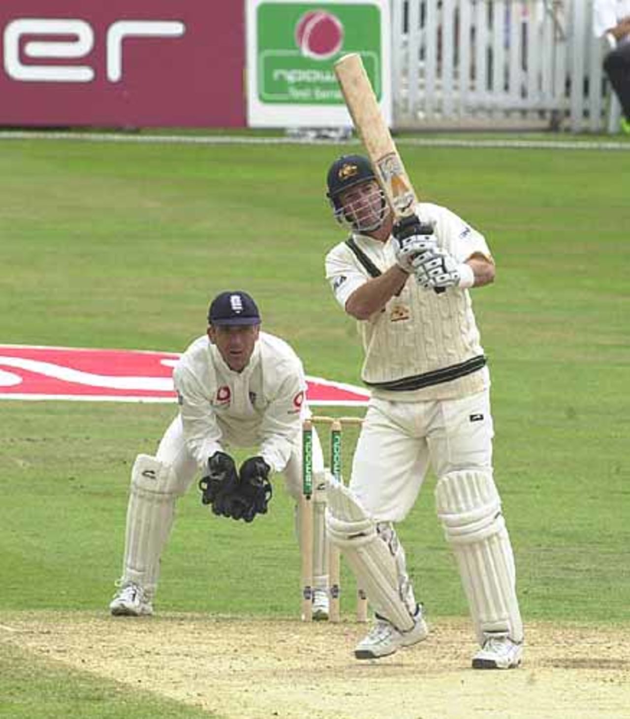Mark Waugh hits Croft for four in the second innings of Australia, The Ashes 3rd npower Test, Nottingham, 02-06 Aug 2001
