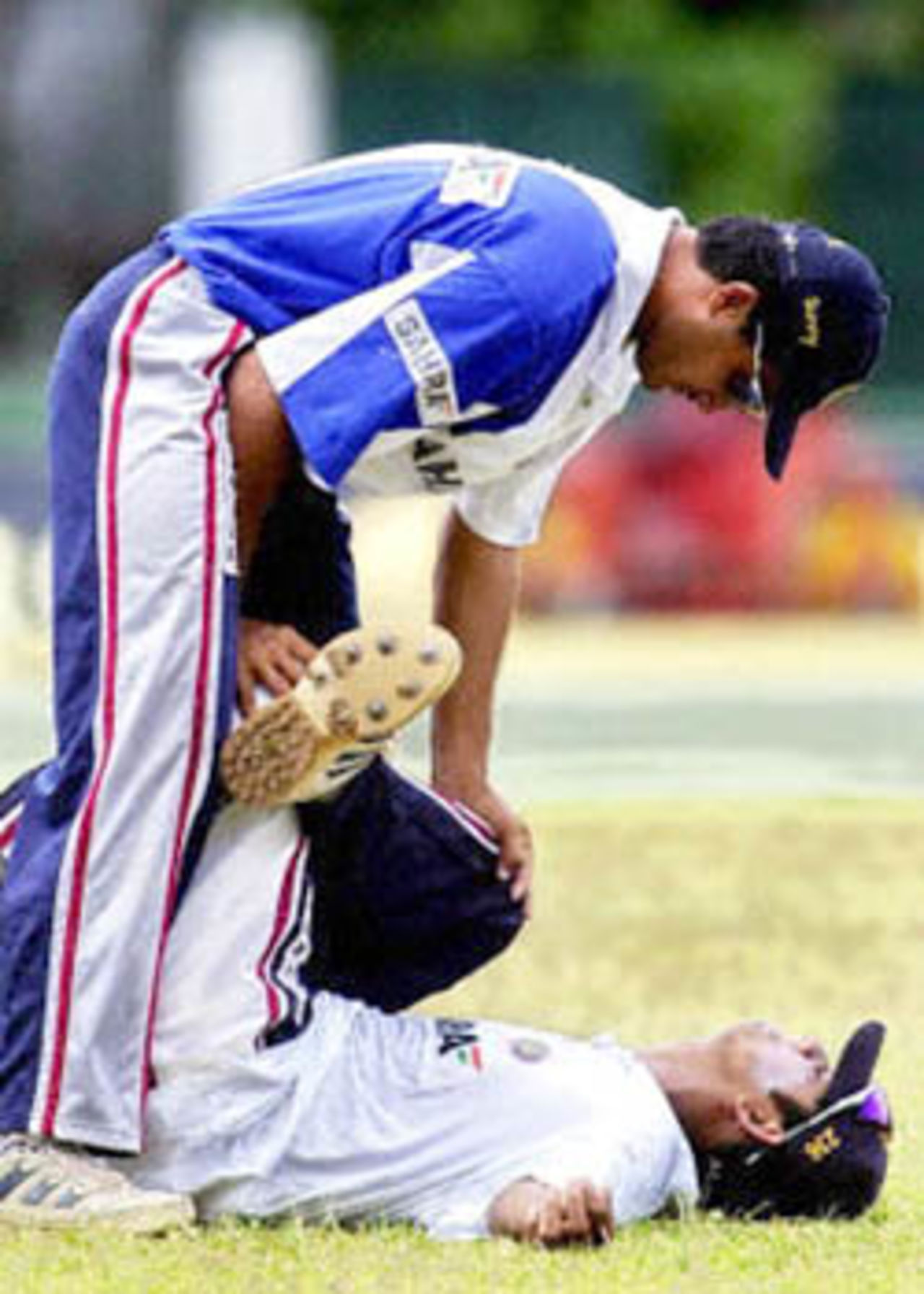 21 August 2001: India in Sri Lanka, Practise Session at the Asgiriya Cricket Stadium in Kandy before the 2nd Test