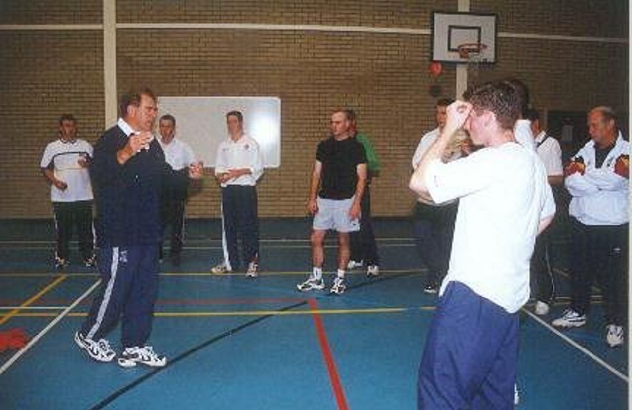 Terry Jenner coaching a senior group, workshops in Belfast, 20-21 August 2001