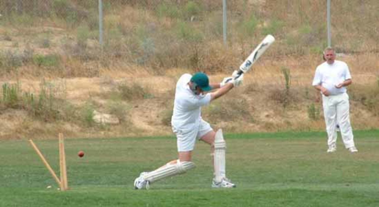 Jim White bowled out on Azerbaijan's new Flicx pitch