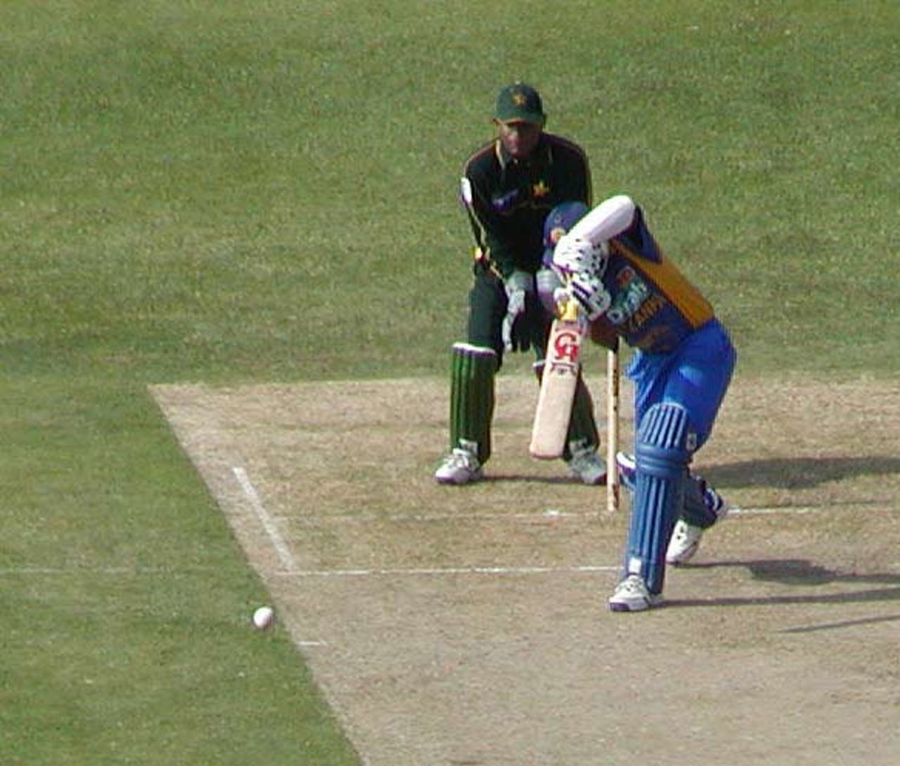 Atapattu drives a ball as Rashid Latif looks on, Morocco Cup, 2nd ODI at Tangier, Pakistan v Sri Lanka, 14 Aug 2002