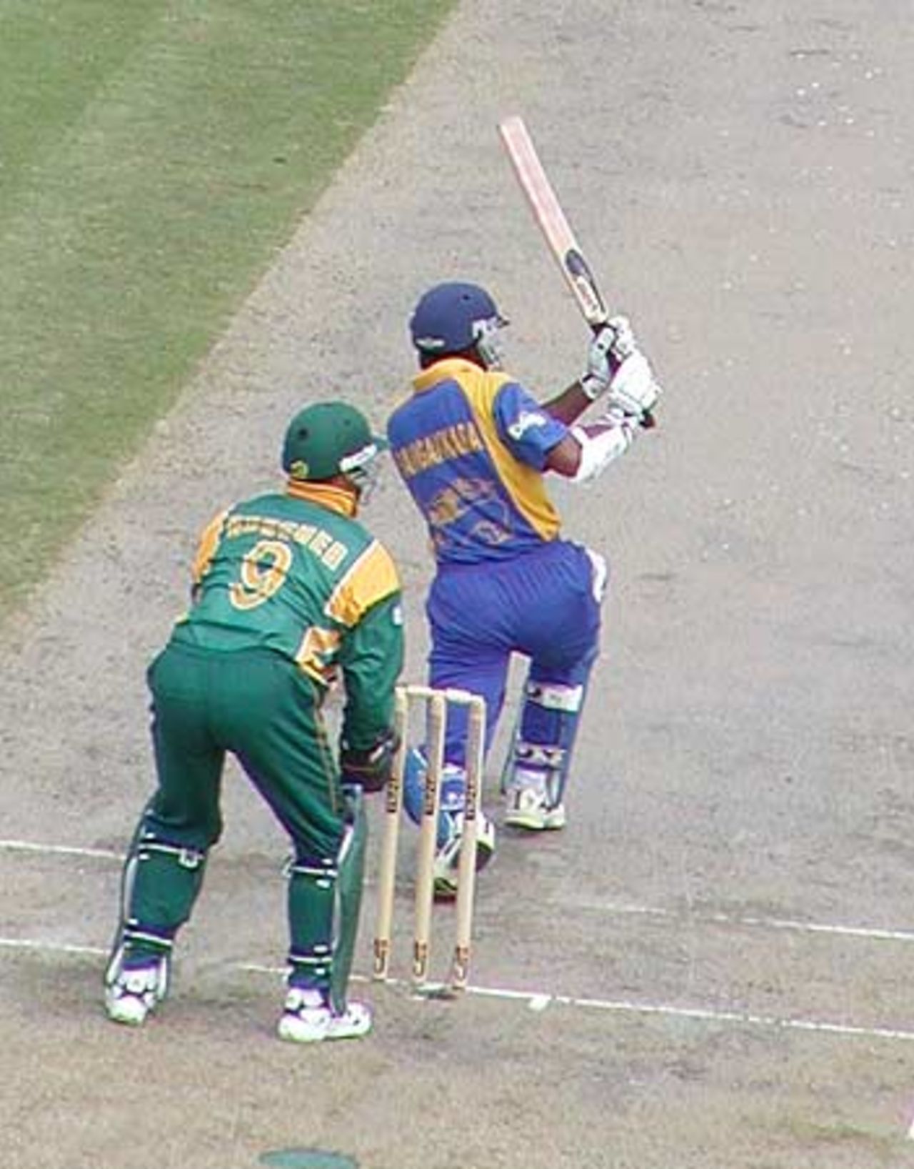 Sangakkara tries a big one but was caught, Tangier, Morocco Cup, 3rd ODI at Tangiers, South Africa v Sri Lanka, 15 Aug 2002