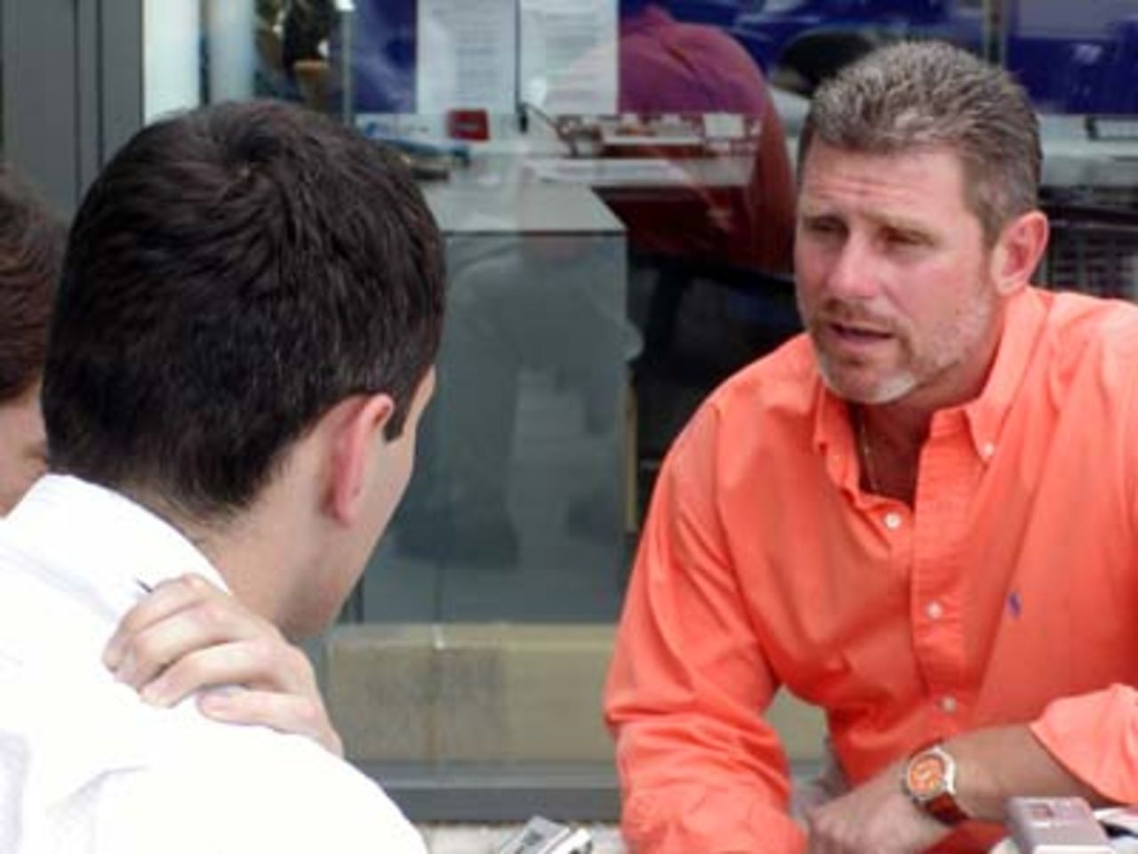 Robin Smith is interviewed by local reporter Simon Walter on the Jimmy Cook sacking