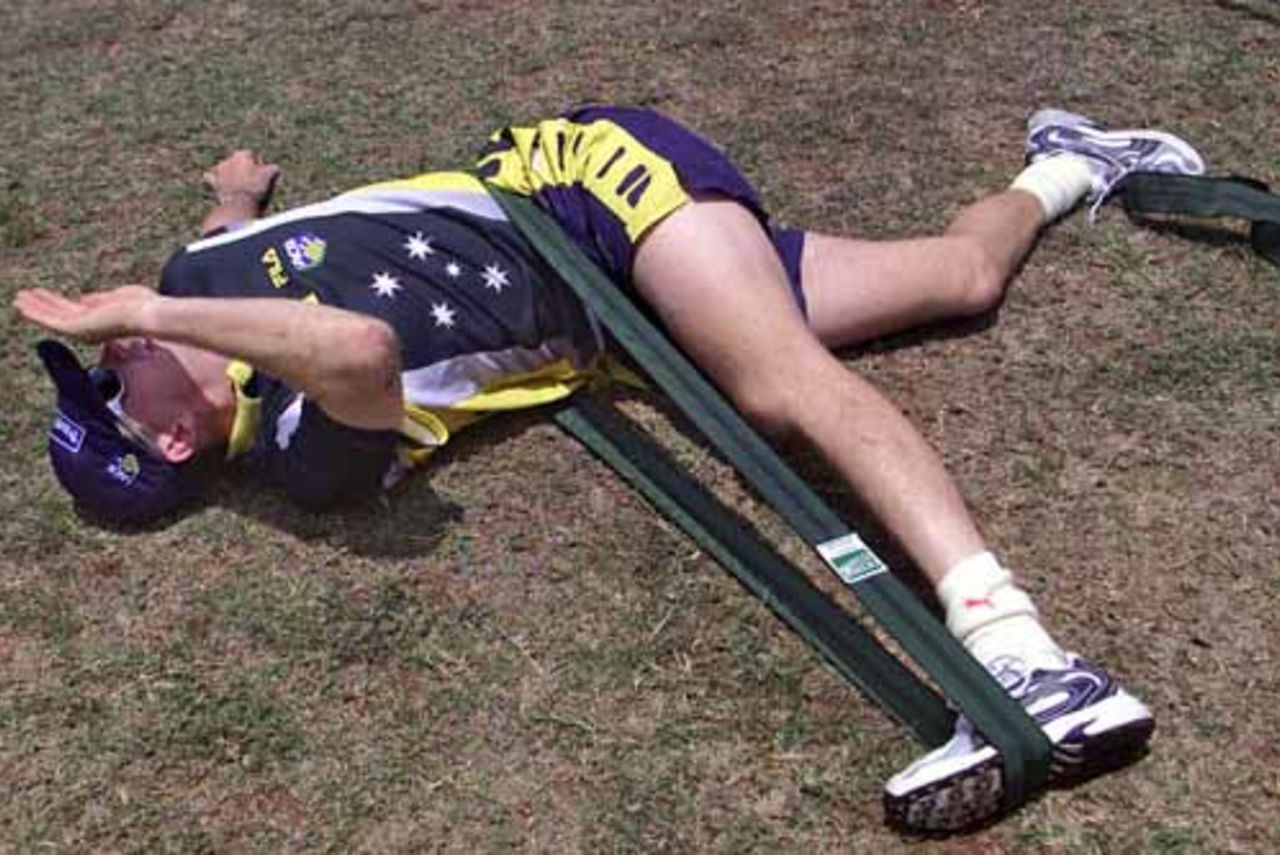 Stretching exercises in the Australian camp ahead of the triangular tournament in Nairobi