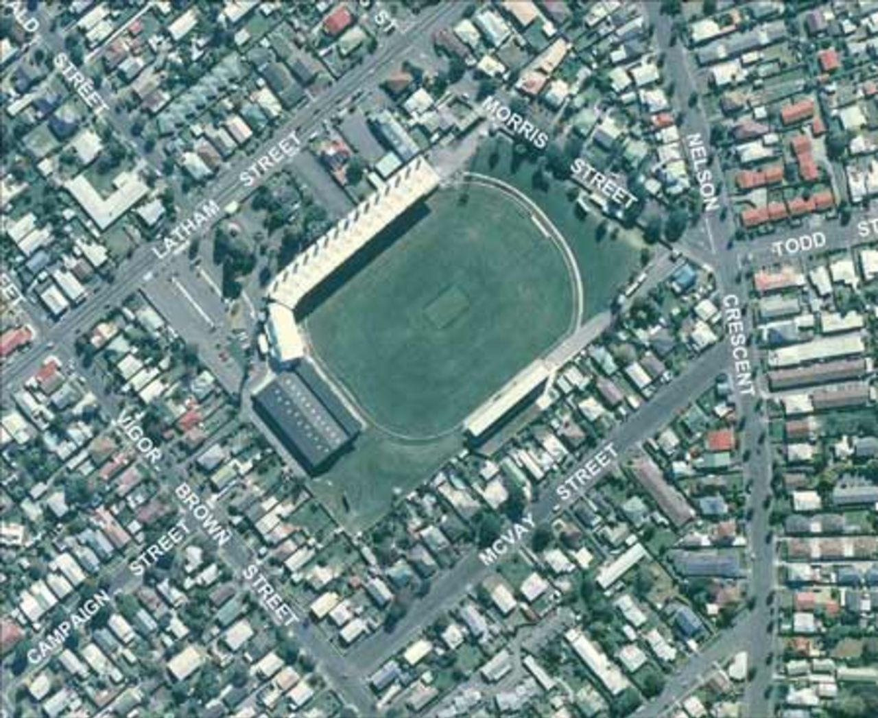 Aerial photograph of McLean Park, Napier.