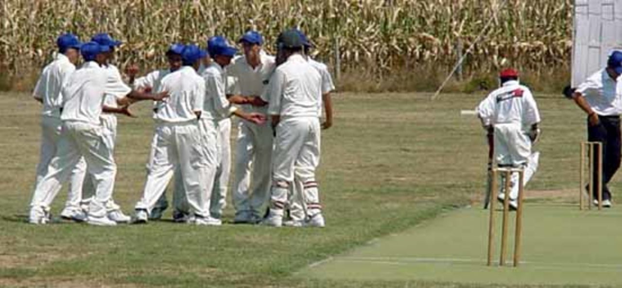 Israel celebrate another wicket against France.