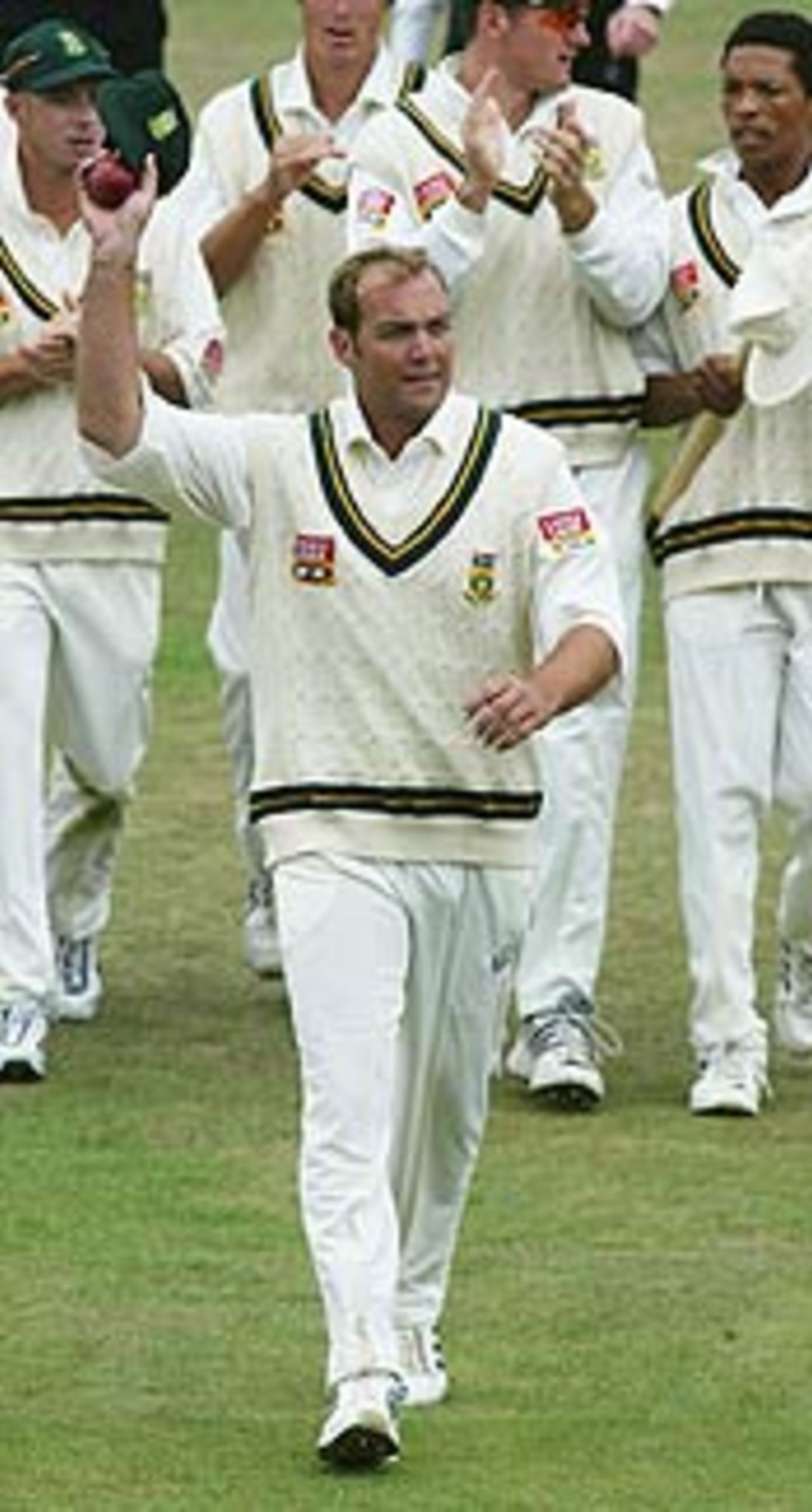 Jacques Kallis leads South Africa off, England v South Africa, 4th Test Headingley, August 25 2003
