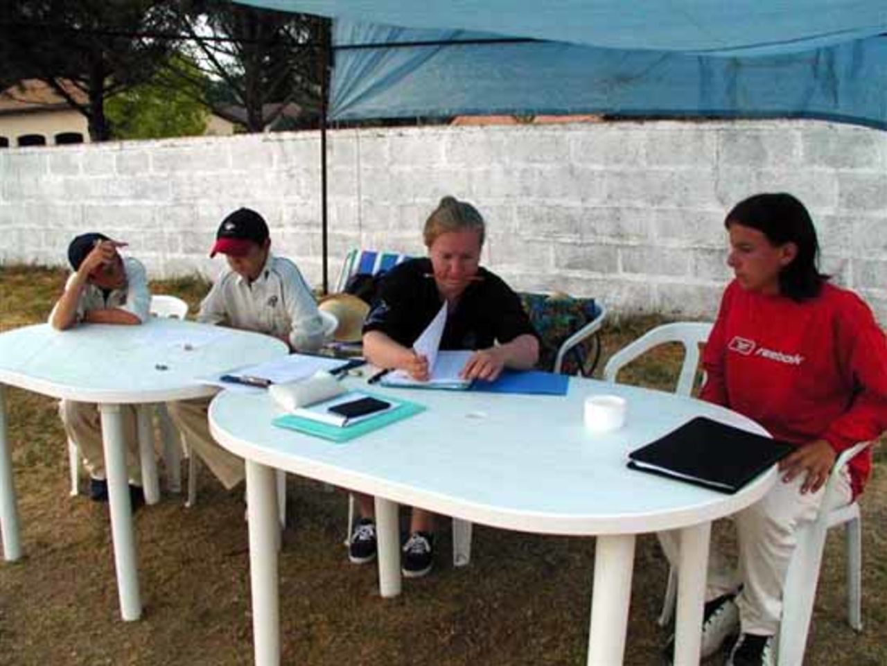 Ann Morley, the scorer/statistician from France and the scorer from Germany