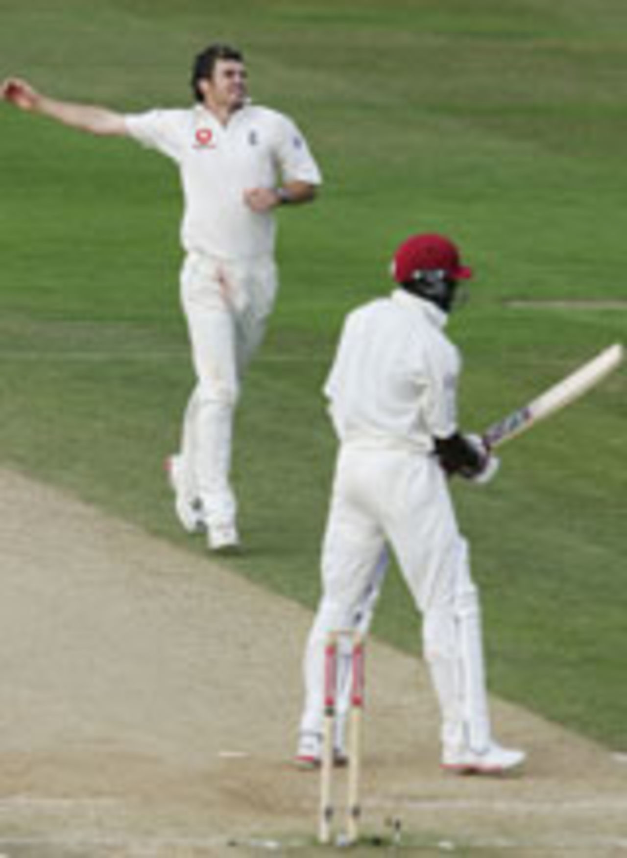 James Anderson bowls last man Lawson, England v West Indies, 2nd Test, Edgbaston