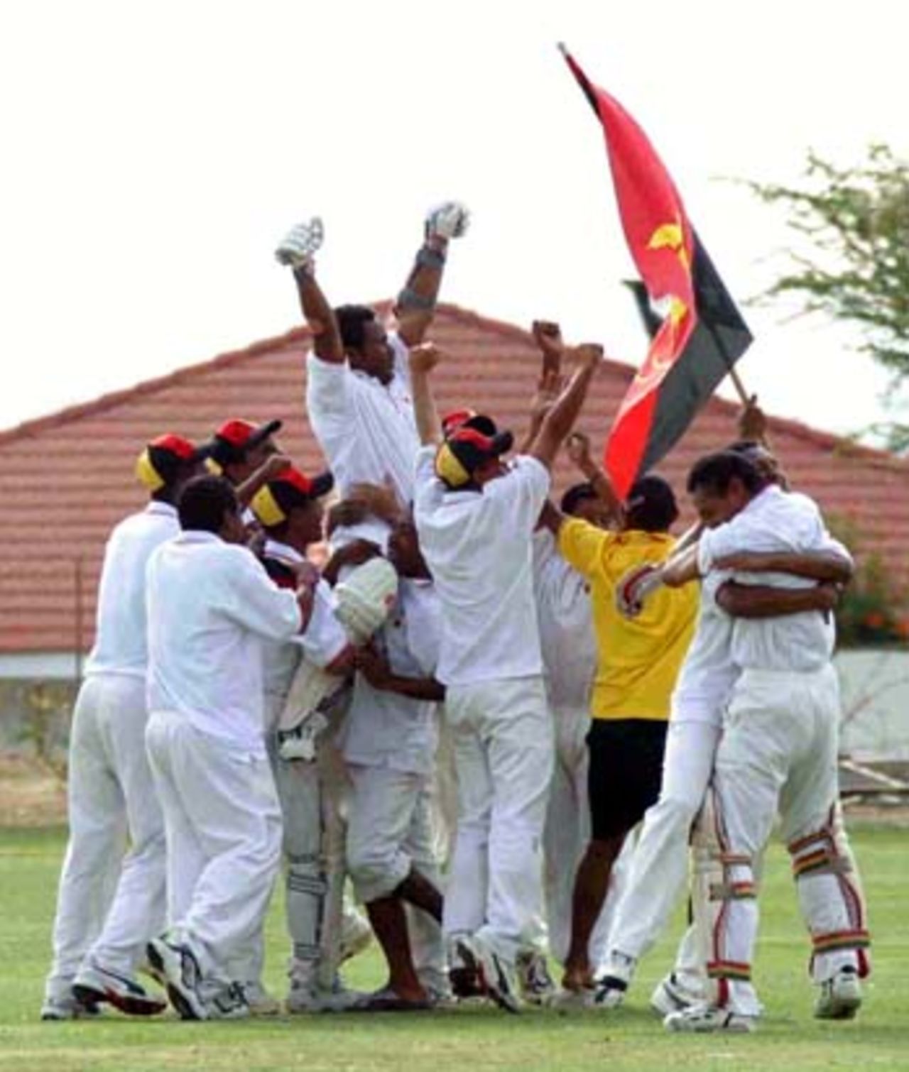 Celebrating victory over Namibia