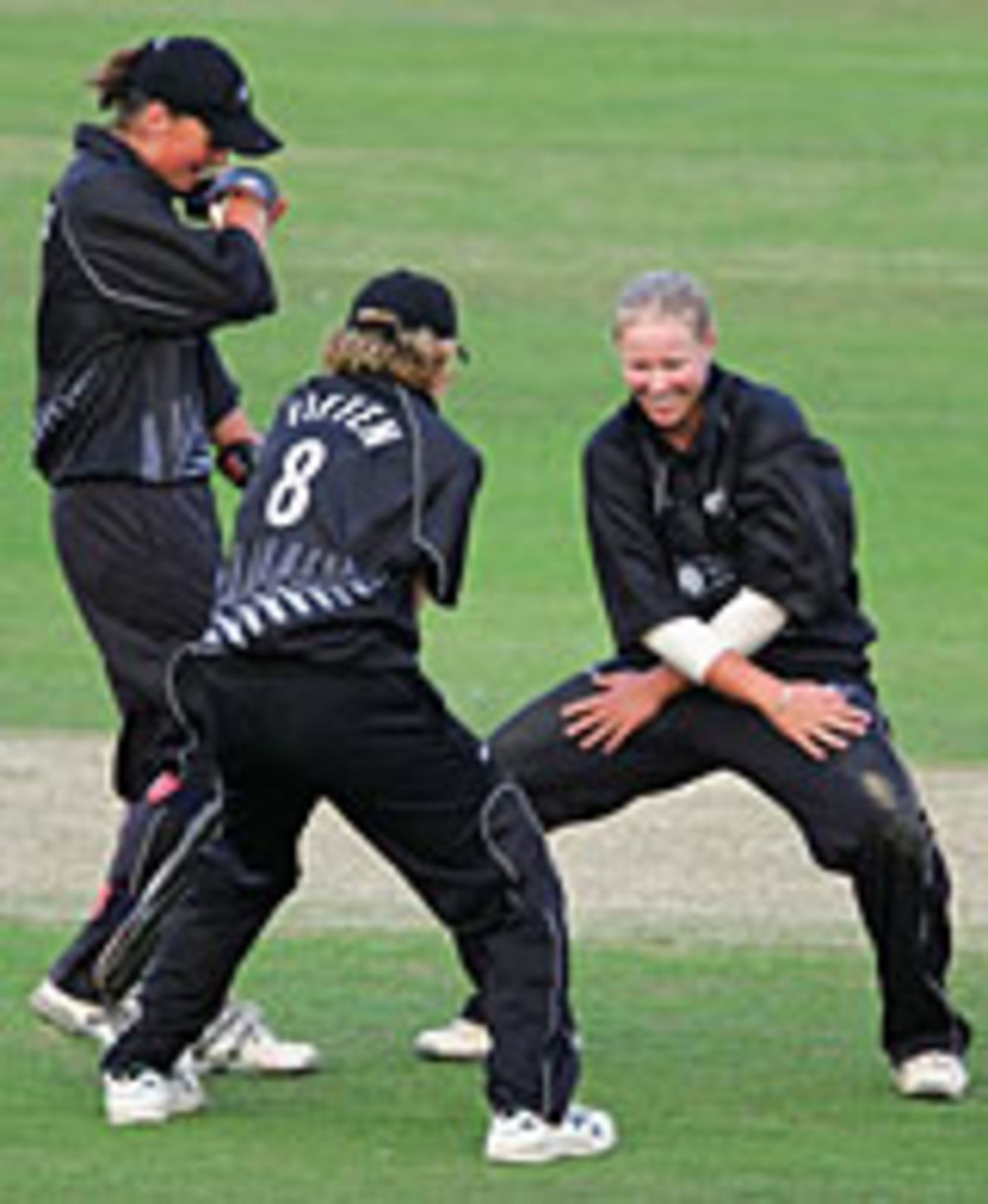 Aimee Mason celebrates one of her three wickets, England v New Zealand, Twenty20, Hove, August 5, 2004