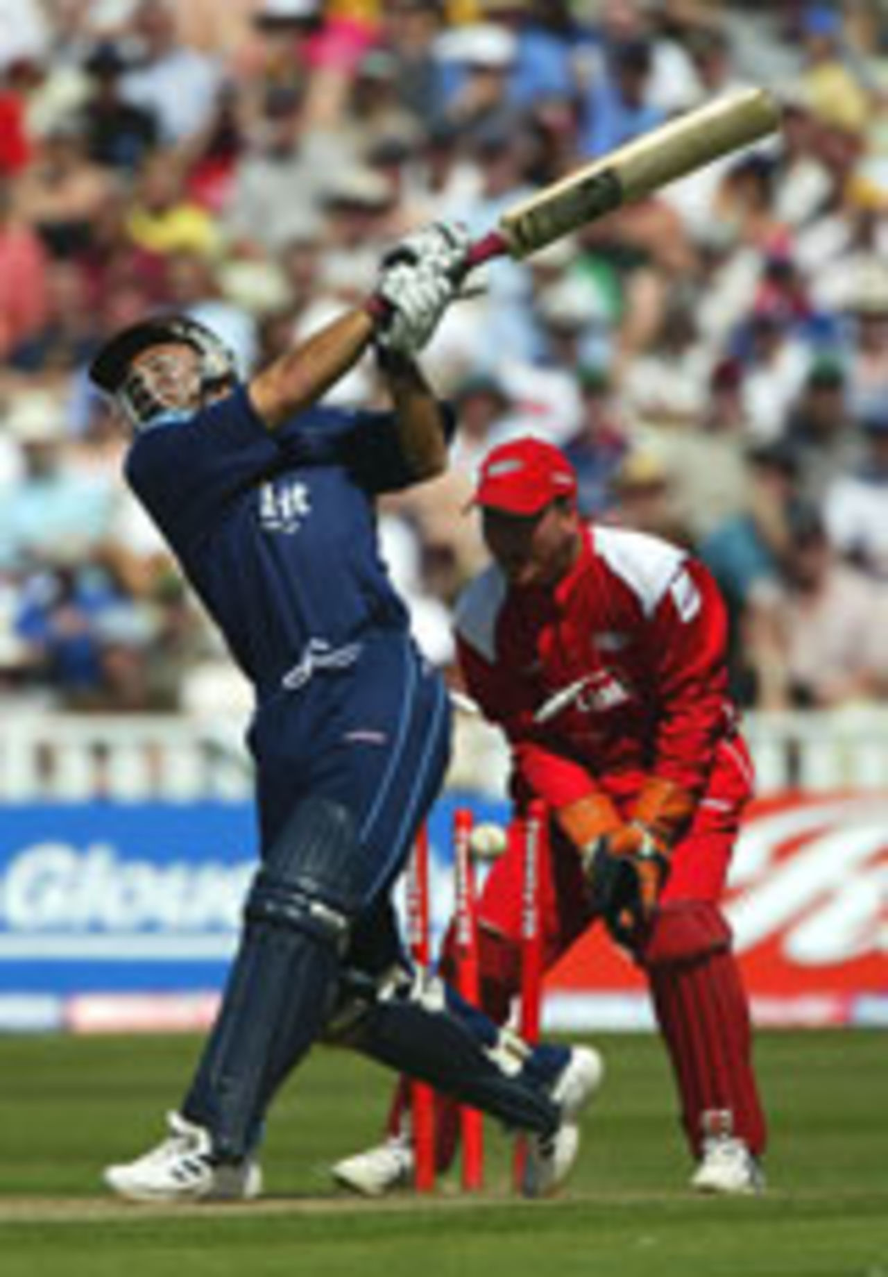 Mark Ramprakash is bowled, Surrey v Lancashire, Twenty20 finals day, Edgbaston, August 7, 2004