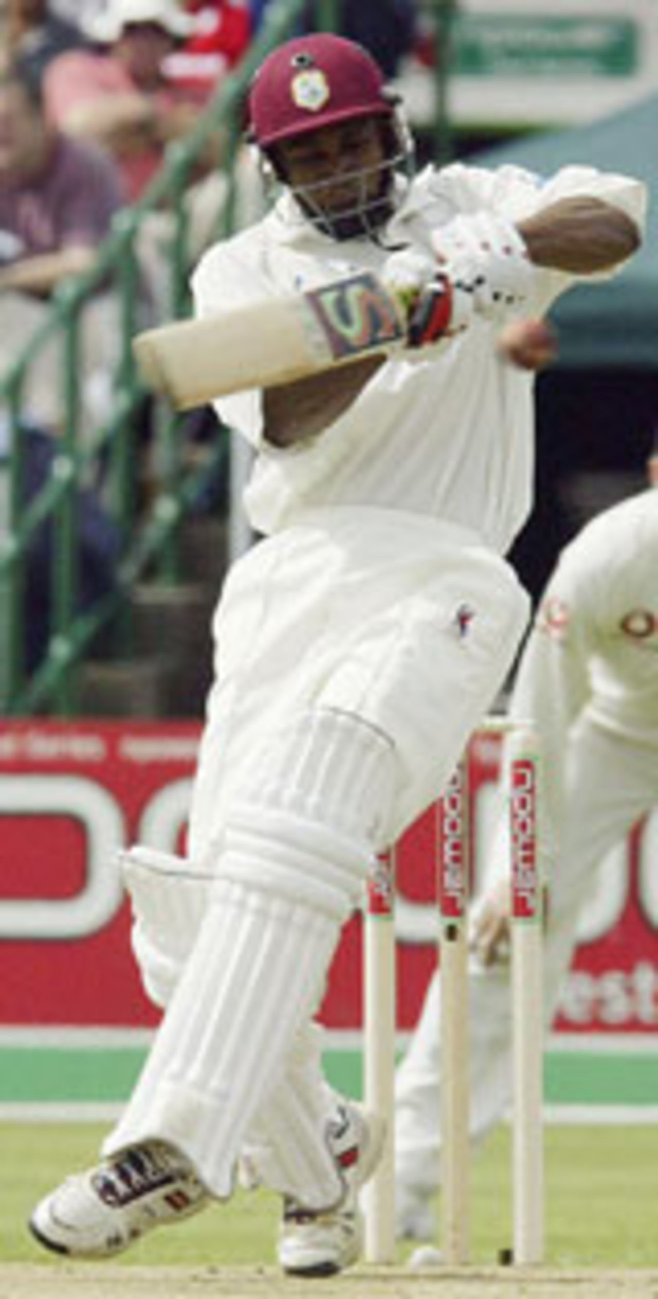 Sylvester Joseph pulls a ball from Matthew Hoggard, England v West Indies, 3rd Test, Old Trafford, August 12 2004