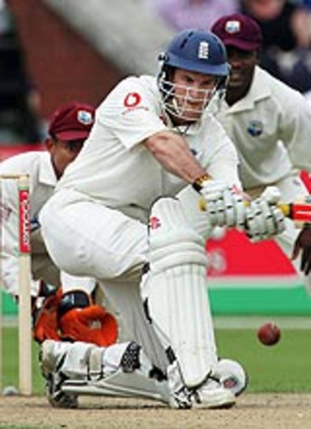 Andrew Strauss leads England's recovery on the third afternoon of the third Test at Old Trafford, England v West Indies, Old Trafford, August 14, 2004