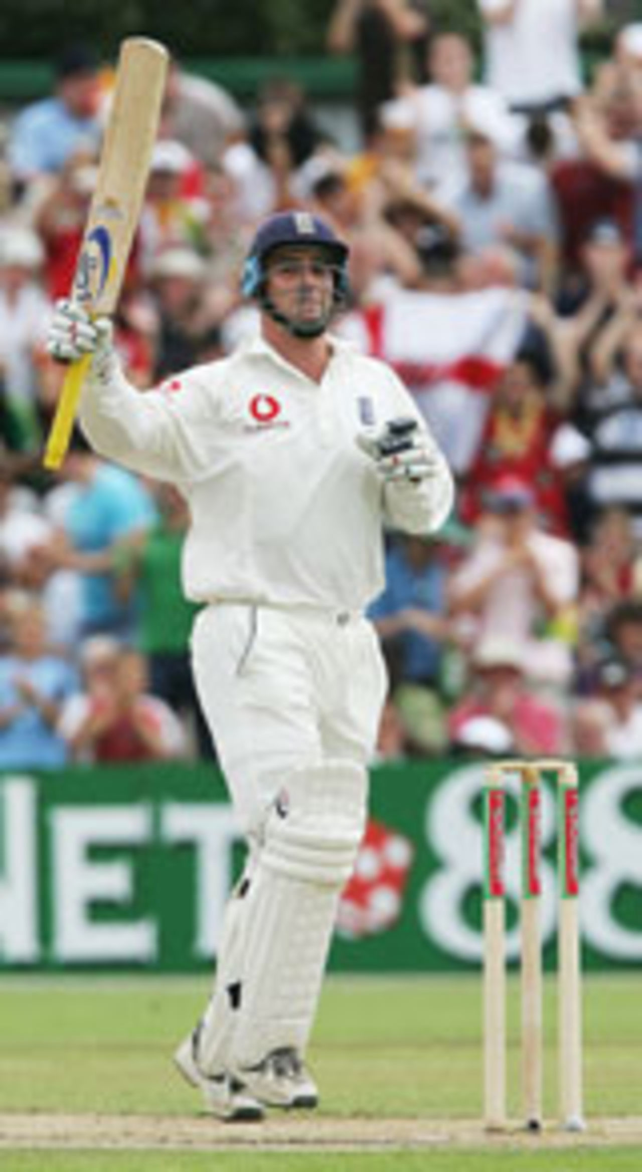Graham Thorpe celebrates his 15th Test hundred, England v West Indies, 3rd Test, Old Trafford, August 15 2004