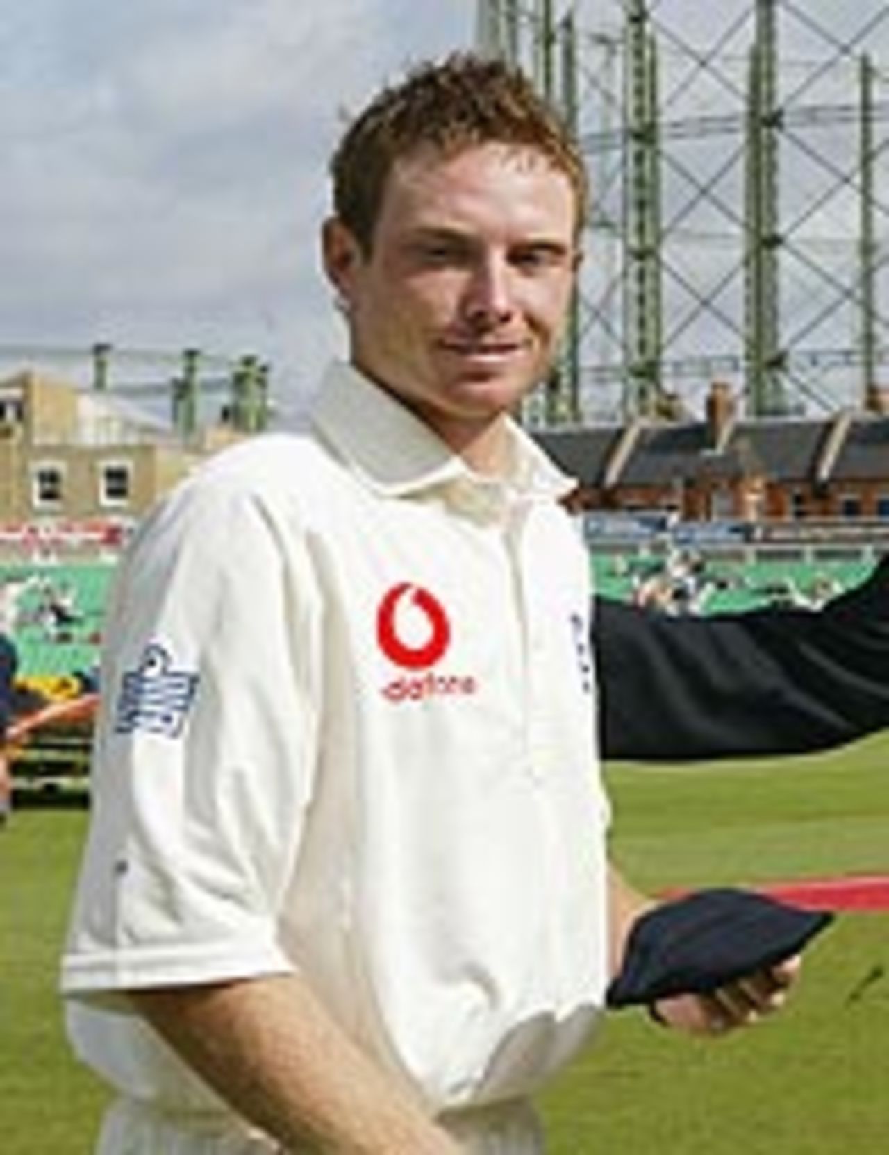 Ian Bell receives his Test cap, as he makes his debut in the fourth Test at The Oval, England v West Indies, 4th Test, August 19, 2004