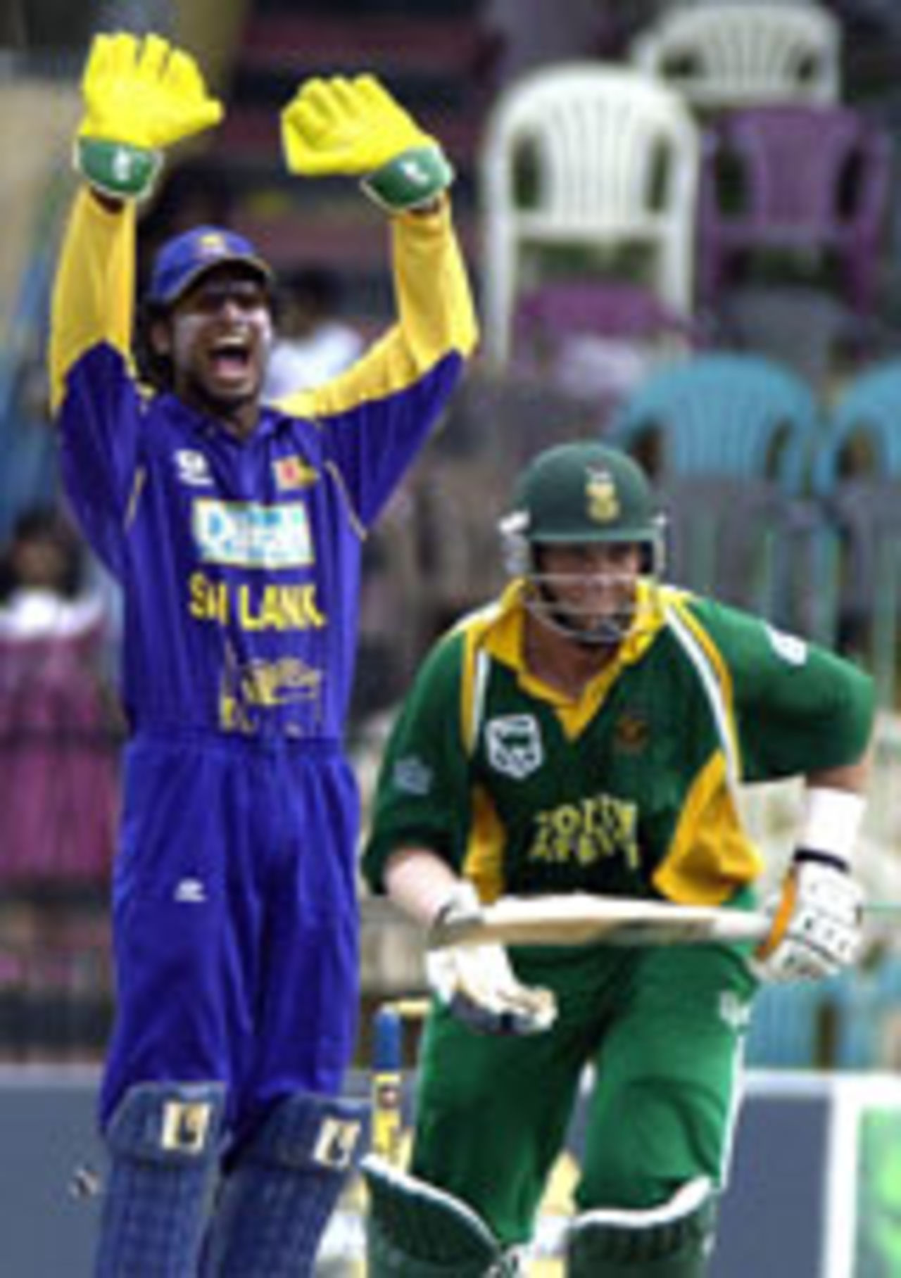 Kumar Sangakkara appeals for the wicket of Jacques Kallis, South Africa v Sri Lanka, 1st ODI, Colombo, August 20 2004