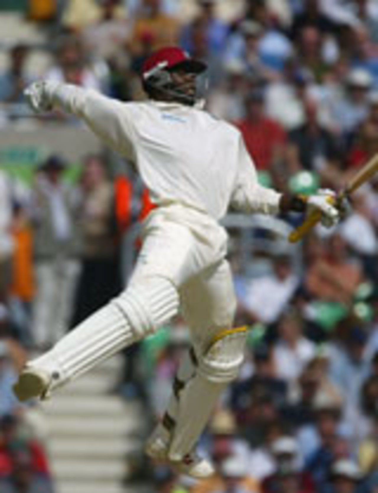 Chris Gayle celebrates reaching his hundred, England v West Indies, 4th Test, The Oval, August 21 2004