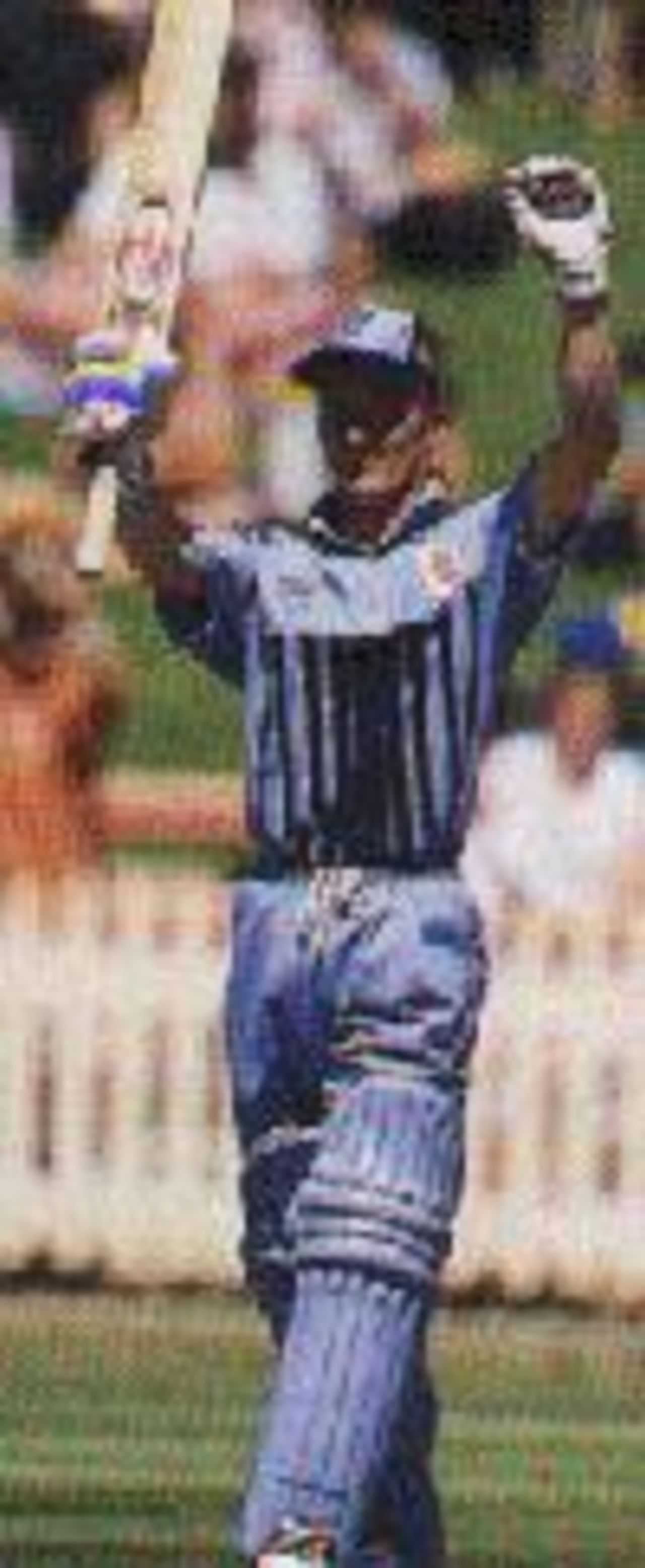 Corey Richards celebrating his Mercantile Mutual Cup century, NSW v Qld, 1996