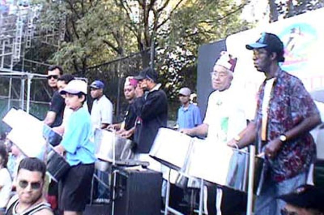 A steel band plays at the 1998 Sahara Cup between India and pakistan