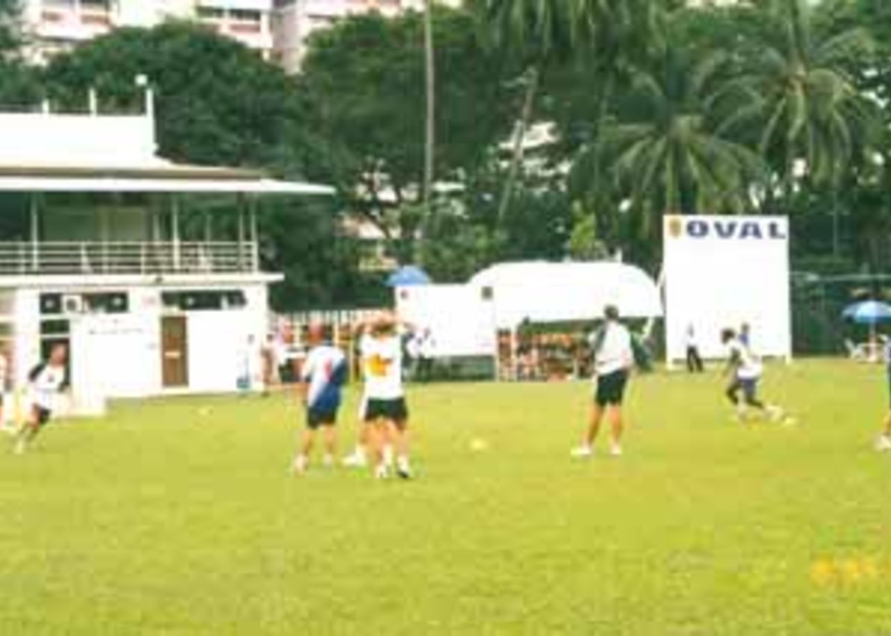Zimbabweans training at the Indian Association Grounds, Coca-Cola Singapore Challenge, 1999-2000, Singapore.
