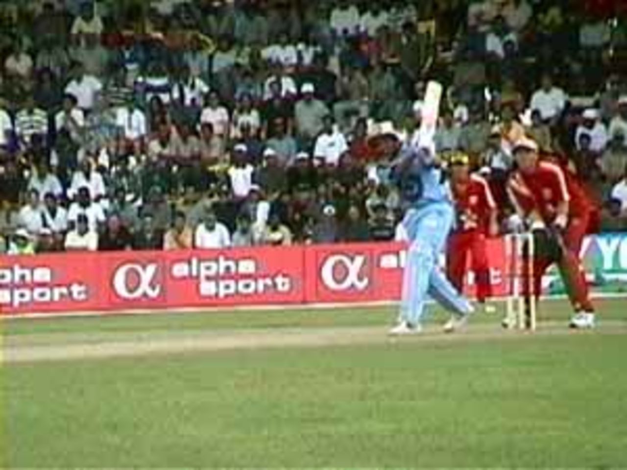 Jadeja ondrives on his way to a quick 88, India v Zimbabwe (2nd ODI), Coca-Cola Singapore Challenge, 1999-2000, Kallang Ground, Singapore, 4 Sep 1999.